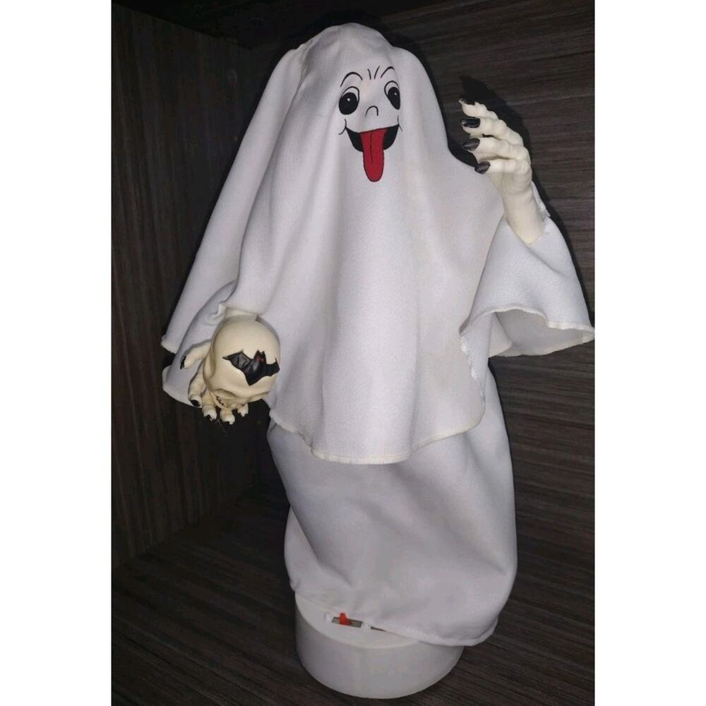 Vintage Halloween Ghost w/ Pumpkin Lights & Sound Work Jack-o'-lantern - Picture 2 of 10